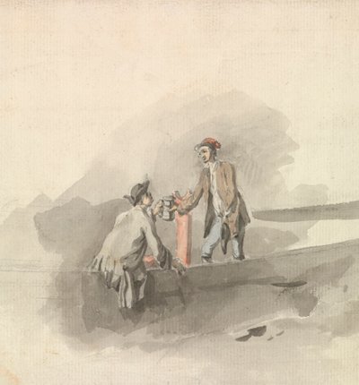 To menn i en båt som klirrer (?) av Nicholas Pocock
