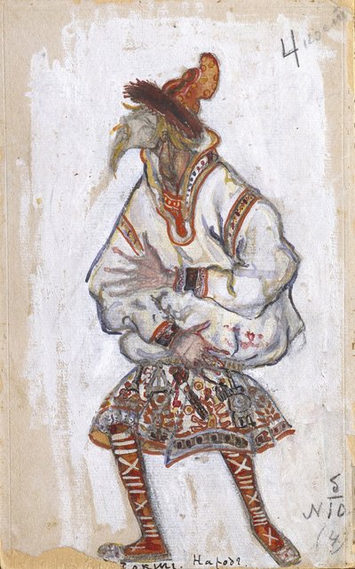 Kostymedesign for balletten The Rite of Spring Le Sacre du Printemps av I. Stravinsky, 1912 av Nikolai Konstantinowitsch Roerich