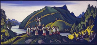 Dekor for balletten "The Rite of Spring" av Igor Stravinsky, 1945 av Nicholas Roerich