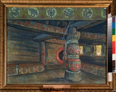 Forberedende dekor for operaen ""Prince Igor"" av Alexander Borodin (Borodin) (1833-1887). Verk av Nicolas (Nicholas) Roerich (1874-1947), gouache og pastell på papir av Nicholas Roerich