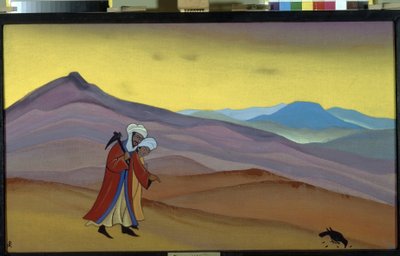 Khosrow og Shirin. Persisk legende fra 1200-tallet: kjærlighetshistorie mellom sassanid-kongen Khosrow II og den kristne prinsessen Shirin. Maleri av Nicholas Roerich (1874-1947), tempera på lerret av Nicholas Roerich