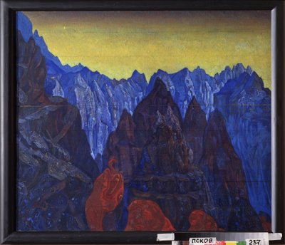 Slangens rop. (Tibets fjelllandskap). Maleri av Nicholas Roerich (1874-1947), tempera på tre av Nicholas Roerich