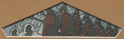 Skisse for den trekantede dekorasjonen av majolikafrisen "Northern Life", 1905 av Nicholas Roerich