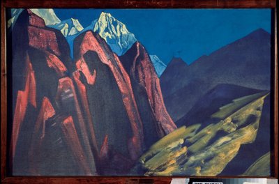 Hans skygge (The shadow of the teacher). Verk av Nicolas (Nicholas) Roerich (1874-1947), tempera på lerret av Nicholas Roerich