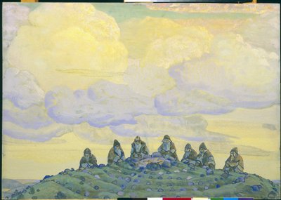 The Great Sacrifice: dekor for balletten "The Rite of Spring" av Igor Stravinsky, 1910 av Nicholas Roerich