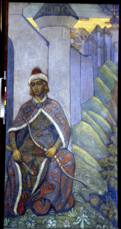 En ridder. Maleri av Nicholas Roerich (1874-1947), tempera på lerret av Nicholas Roerich
