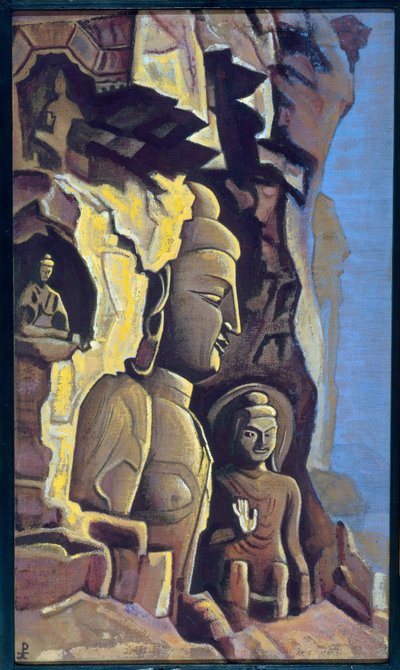 Yungang (Kina). Verk av Nicolas (Nicholas) Roerich (1874-1947), tempera på lerret av Nicholas Roerich