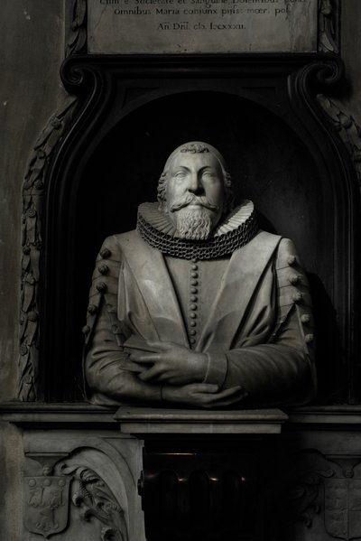 Minnesmerke over Hugo Barker, 1632 (marmor) av Nicholas Stone