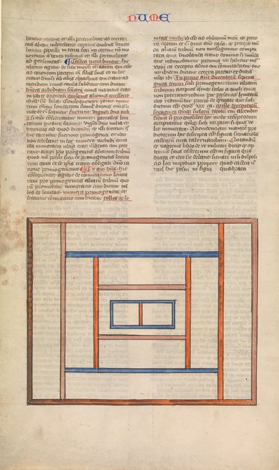 Arrangering av levittleirene rundt Tabernaklet, en av seks illustrerte..., ca. 1360-1380. av Nicholas of Lyra