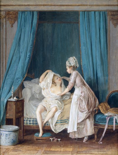 Lady Getting Out of Seng, 1776 av Niclas II Lafrensen