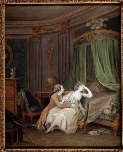 Sen omvendelse en mann, tilstår sannsynligvis en utroskap for forloveden som besvimer. Maleri av Niklas Lavreince (1737-1807) 1800-tallet Paris, Musee Cognacq Jay av Niclas II Lafrensen