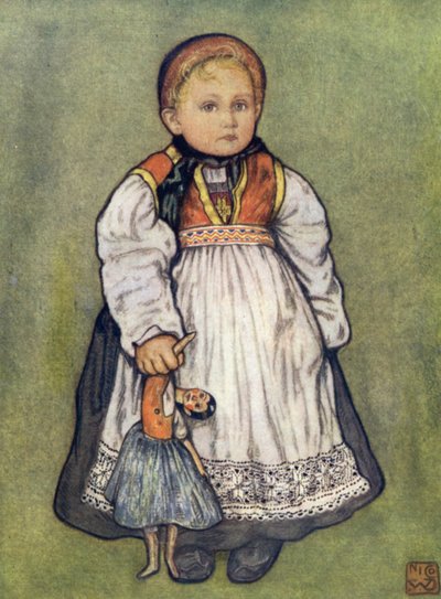 Norway: A Baby of Telemarken (farge litho) av Nico Jungman