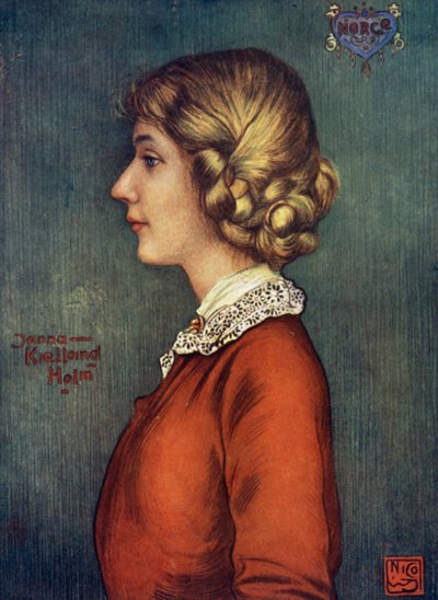 Norway: A Fair Maiden of North Bergen (farge litho) av Nico Jungman