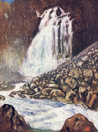Norway: Espelandsfos, Hardanger (colour litho) av Nico Jungman