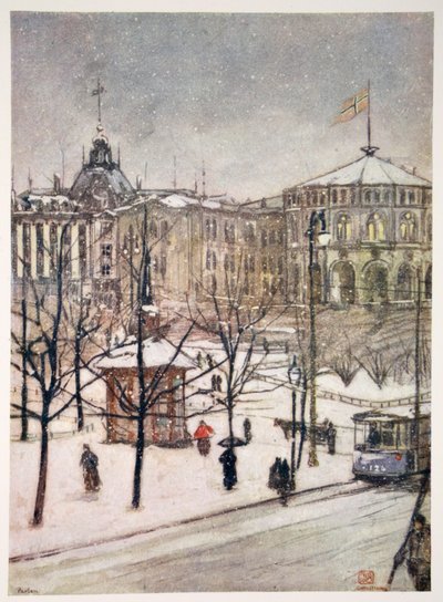 Stortingets hus (Strorthing), Christiania, 1905 av Nico Jungman