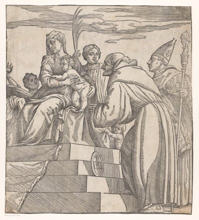 Doge Francesco Donato kneler foran Maria og Kristus (høyre halvdel) av Nicolò Boldrini (attributed to)