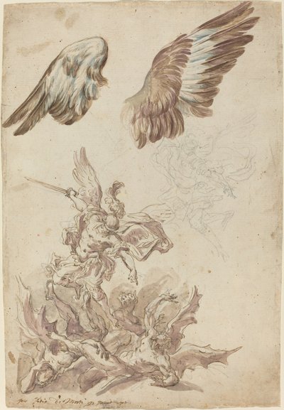 Studier for Saint Michael Defeating the Rebel Angels av Nicolò Ricciolini