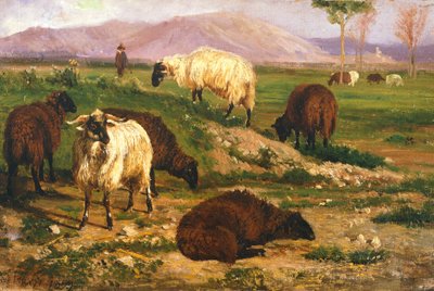 Beitende dyr (olje på lerret) av Nicola Palizzi