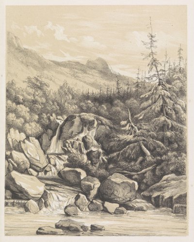 Fjelllandskap med foss av Nicolaas Barnouw