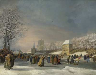 Skøytekonkurranse for kvinner på Stadsgracht i Leeuwarden, 21. januar 1809 Skøytekonkurranse på Stadsgracht i Leeuwarden 21. januar 1809 av Nicolaas Baur (signed by artist)
