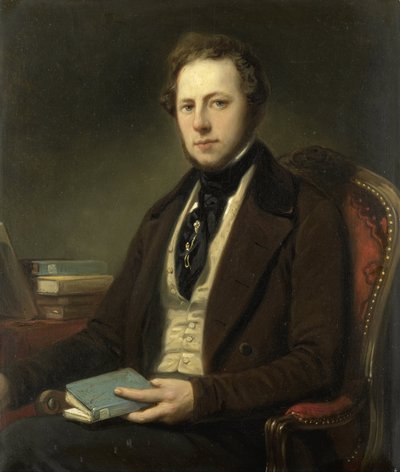 Portrett av en mann, kanskje Petrus Augustus de Genestet (1829-1861) av Nicolaas Pieneman (attributed to)