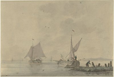 Stille innlandsvannvei med fortøyningsbåt av Nicolaas Wicart