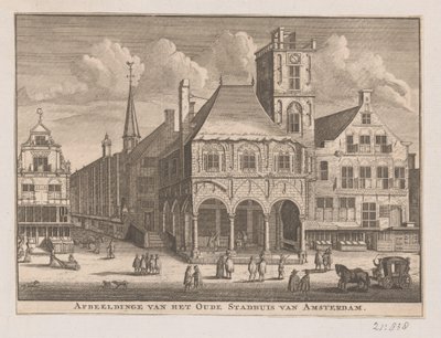 Utsikt over det gamle rådhuset i Amsterdam Bilde av det gamle rådhuset i Amsterdam (tittel på objekt) av Nicolaas ten Hoorn