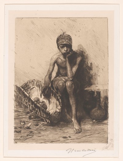 fruktselger av Nicolaas van der Waay (signed by artist)