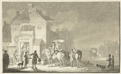 Reisegruppe for vertshus om natten av Nicolaes Aartman