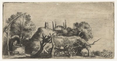 Landskap med brønn og vogn av Nicolaes Anthoni Flinck (attributed to)