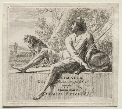 Animalia: Frontispice, Shepherd and Dog av Nicolaes Berchem