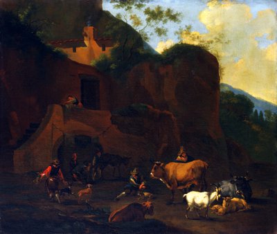Bønder og storfe, 1600-tallet av Nicolaes Berchem