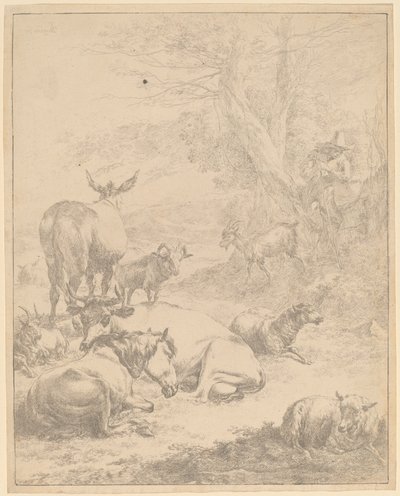 Hvilende flokk. av Nicolaes Berchem