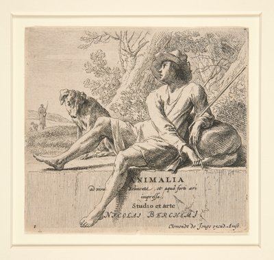 Hyrde sittende på en stein (fra av Nicolaes Berchem