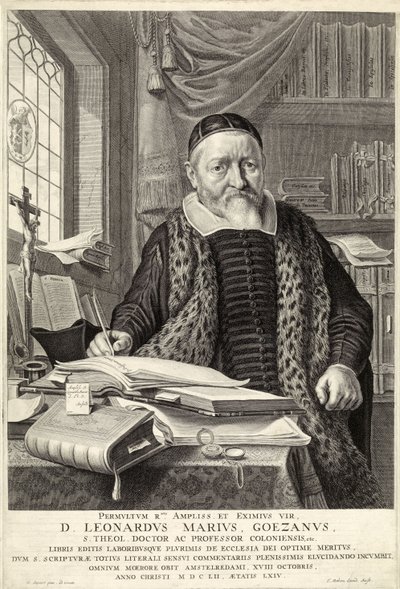 D. Leonardus Marius Goezanus, pub. 1654 (gravering) av Nicolaes Cornelisz (c.1592 1655) Moeyaert