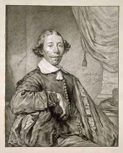 Portrett av en mann, 1681 (litho) av Nicolaes Jansz Visscher