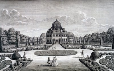 Utsikt over Frydenlund hus og hage av Nicolaes Jansz Visscher