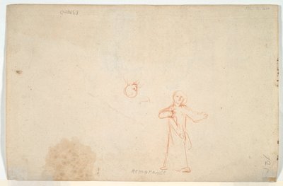 Abraham som underholder englene (rekto); Kvinne som står og studerer et hode (verso) av Nicolaes Maes