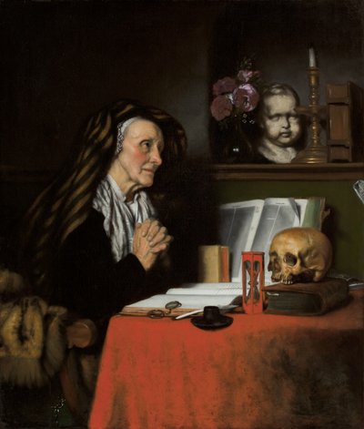 En gammel kvinne ber, ca. 1655 av Nicolaes Maes