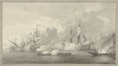 Slaget ved havet, muligens nær Kijkduin 21. august 1673 av Nicolaes Muys