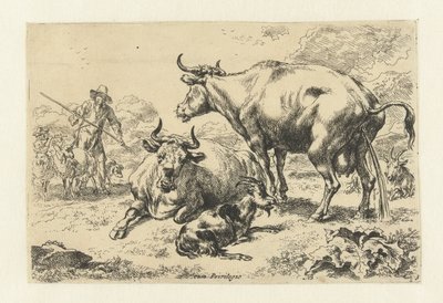 Ligger og en pisser ku Dyr (serietittel) av Nicolaes Pietersz Berchem