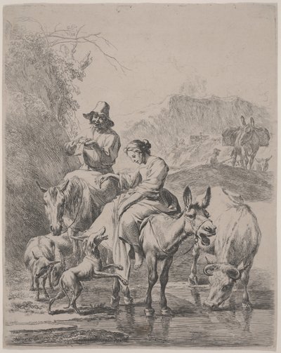 River Crossing av Nicolaes Pietersz. Berchem