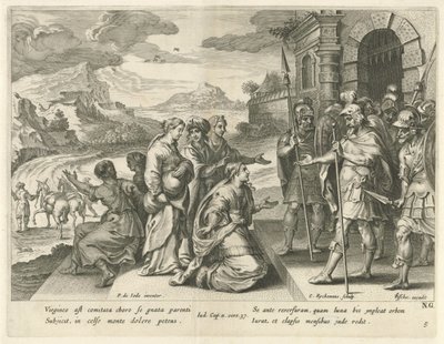 Jefta gir datteren sin tillatelse til å gå til fjells History of Jephthah (serietittel) av Nicolaes Ryckmans