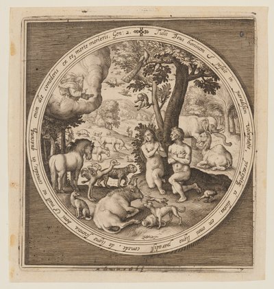 Adam og Eva i paradiset, fra skapelsen til utvisningen fra paradiset av Nicolaes de Bruyn