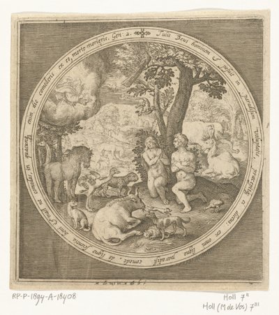 Adam og Eva i paradis Fra skapelse til utvisning fra paradis (serietittel) av Nicolaes de Bruyn