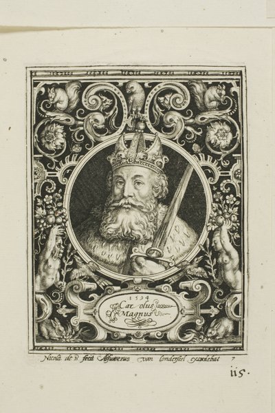 Karl den store, plate syv fra De ni verdige av Nicolaes de Bruyn