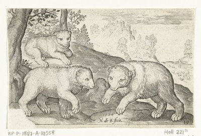tre bjørner Animalivm qvadrvpedvm (serietittel) Dyr i landskap (serietittel) av Nicolaes de Bruyn