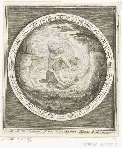 Første skapelsesdag: Gud skaper himmel og jord Fra skapelse til utvisning fra paradis (serietittel) av Nicolaes de Bruyn