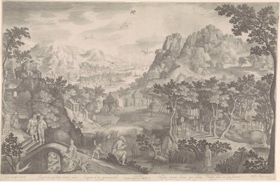 Hosea og den utro kvinnen i et landskap av Nicolaes de Bruyn