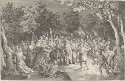 Judas kyss og arrestasjon av Kristus av Nicolaes de Bruyn